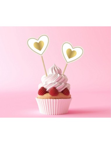 Pick cuore bianco e oro metal – Blister 6 pezzi
