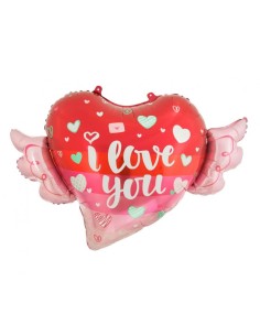 Palloncino mylar Cm. 68x47 – Cuore con le ali I Love You