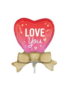 Palloncino mylar minishape – Cuore con fiocco – Blister 5 pezzi