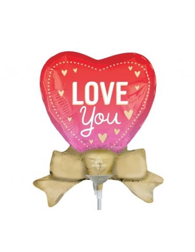 Palloncino mylar minishape – Cuore con fiocco – Blister 5 pezzi