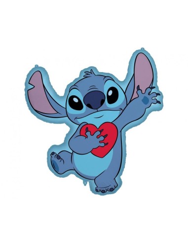 Palloncino mylar supershape Cm. 75x86 – Stitch con cuore