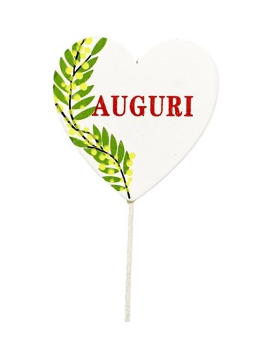 Set 12 pick in legno mimosa Auguri
