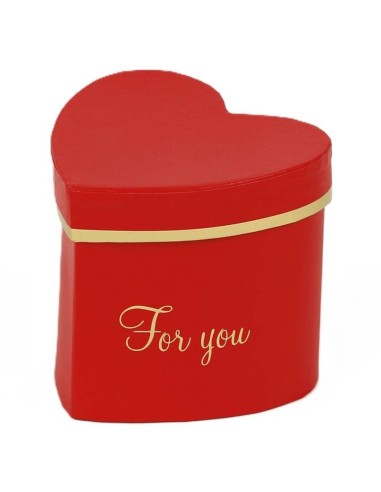 Scatolina cuore tinta unita rossa con scritta oro For you