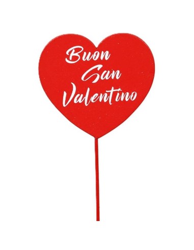 Set 12 pick in legno cuore "Buon San Valentino"