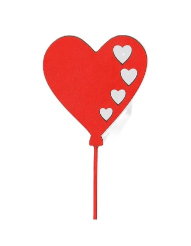 Set 12 pick cuore in legno traforato