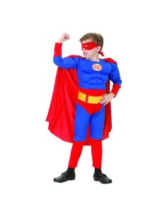 Costume completo Superman – Tuta muscolosa, mantello, maschera – Cm. 120/130