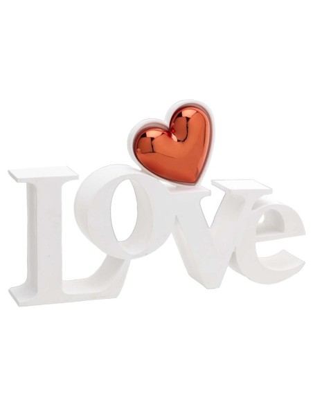Scultura «Love» con cuore rosso Cm. 25x10,5 in scatola regalo