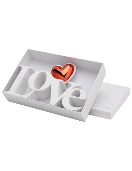 Scultura «Love» con cuore rosso Cm. 25x10,5 in scatola regalo