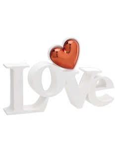 Scultura «Love» con cuore rosso Cm. 16x6,5 in scatola regalo