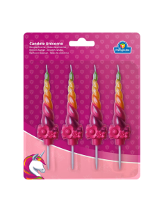 Candeline per torta Unicorno Cm. 8 - Blister 4 pezzi