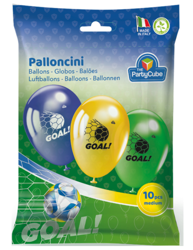 Palloncini in lattice stampati Calcio - Blister 10 pezzi