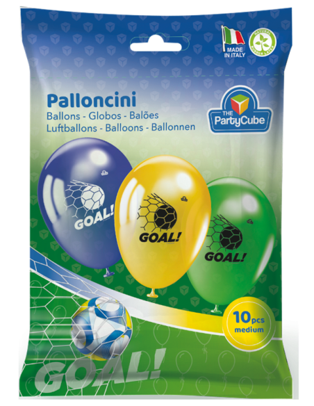 Palloncini in lattice stampati Calcio - Blister 10 pezzi