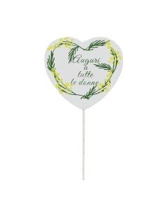 Set 12 pick in legno cuore "Auguri a tutte le donne"