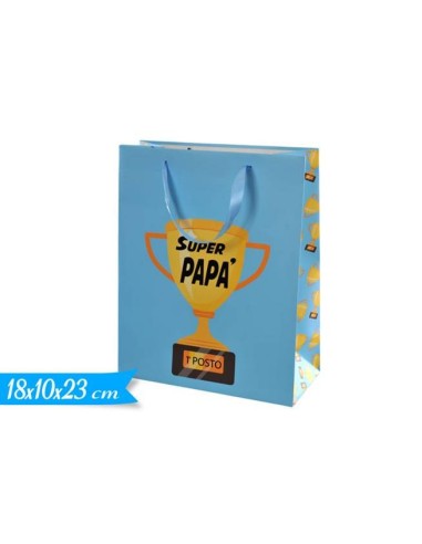 Busta regalo patinata «Super Papà» Cm. 18x10x23