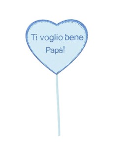 Set 12 pick in legno cuore "Ti voglio bene papà"