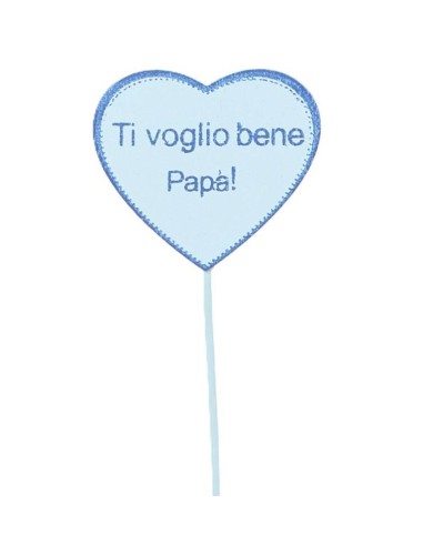 Set 12 pick in legno cuore "Ti voglio bene papà"