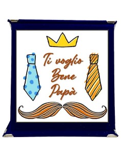 Targa a libretto vellutata Cm. 17x17 "Ti voglio bene papà"