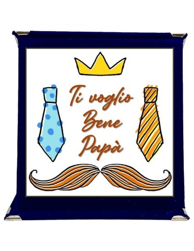 Targa a libretto vellutata Cm. 17x17 "Ti voglio bene papà"