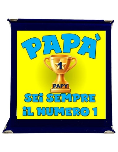Targa a libretto vellutata Cm. 17x17 "Papà sei il numero 1"