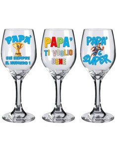 Calice vino in scatola regalo - Papà - Scritte assortite