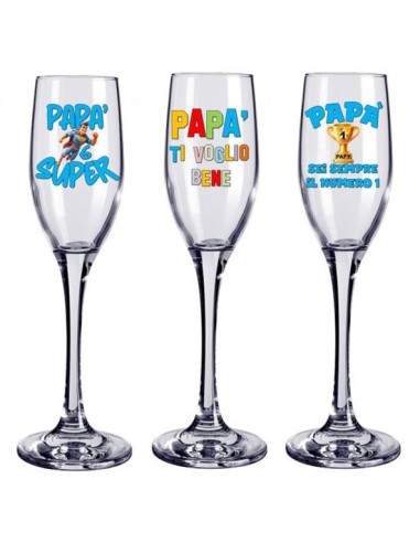 Calice flute vetro in scatola regalo - Papà - Scritte assortite