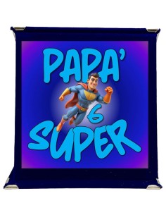 Targa a libretto vellutata Cm. 17x17 "Papà 6 super"
