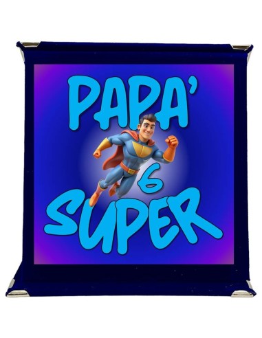 Targa a libretto vellutata Cm. 17x17 "Papà 6 super"