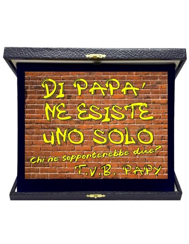 Targa con cofanetto rettangolare Cm. 23x18 "Di papà ne esiste solo uno"
