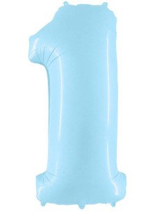 Palloncino Mylar 14" Cm. 35 con valvola Rocca - Celeste - Numero 1