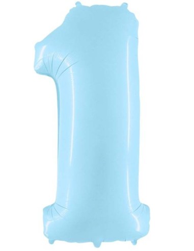 Palloncino Mylar 14" Cm. 35 con valvola Rocca - Celeste - Numero 1