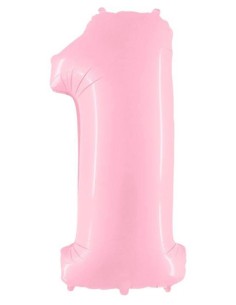 Palloncino Mylar 14" Cm. 35 con valvola Rocca - Rosa - Numero 1