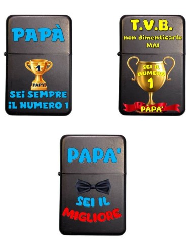 Accendino richiudibile in metallo "Papà" - Soggetti assortiti
