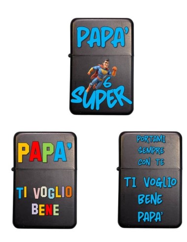 Accendino richiudibile in metallo "Papà" - Soggetti assortiti