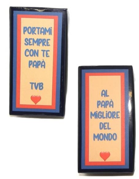 Portachiavi con placca in metallo in scatola regalo - Papà - Soggetti e colori assortiti