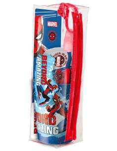 Pochette con spazzolino da denti + dentifricio + bicchiere - Spiderman