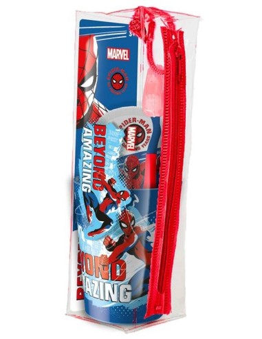 Pochette con spazzolino da denti + dentifricio + bicchiere - Spiderman