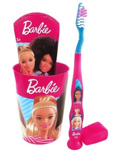 Pochette con spazzolino da denti + dentifricio + bicchiere - Barbie