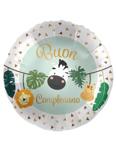 Palloncino mylar 18'' Cm. 45 - Rotondo - Buon compleanno animali