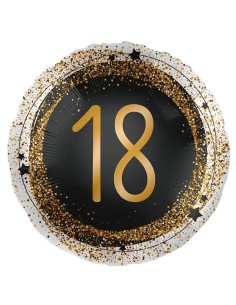Palloncino mylar 18'' Cm. 45 - Rotondo - Black & Gold - 18