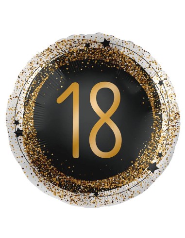 Palloncino mylar 18'' Cm. 45 - Rotondo - Black & Gold - 18
