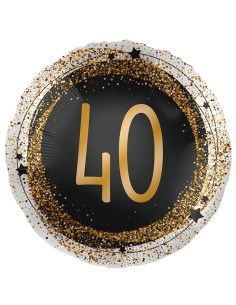 Palloncino mylar 18'' Cm. 45 - Rotondo - Black & Gold - 40
