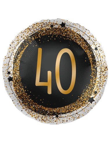 Palloncino mylar 18'' Cm. 45 - Rotondo - Black & Gold - 40