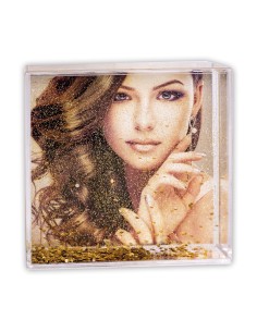 Portafoto in plex acrilico Cm. 10x10 - Glitter Gold