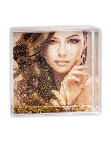 Portafoto in plex acrilico Cm. 10x10 - Glitter Gold
