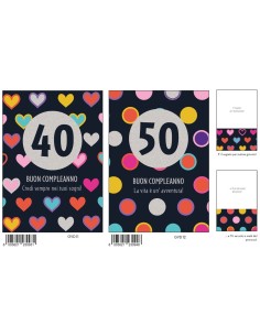Biglietto auguri classico con foil argento - 40-50-60 anni