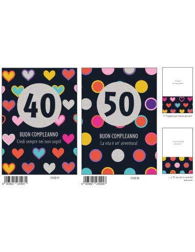 Biglietto auguri classico con foil argento - 40-50-60 anni