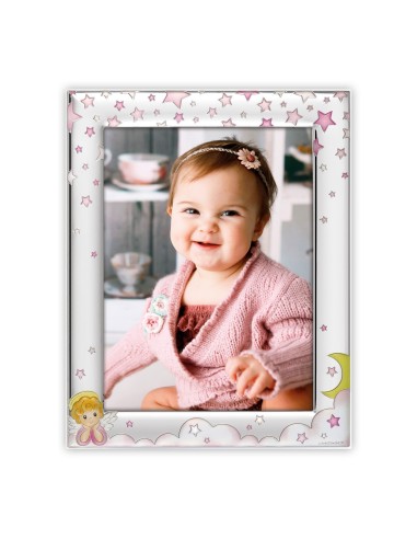 Portafoto silver Cm. 13,8x18,7 «Angelo rosa» – Foto cm. 10x15