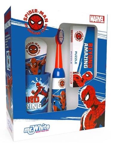 Set regalo con spazzolino, dentifricio, bicchiere e puzzle - Spiderman