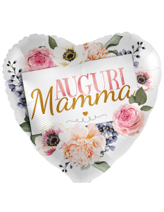 Palloncino mylar 18" Cm. 43 - Cuore - Auguri Mamma
