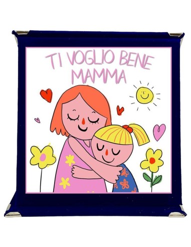 Targa a libretto vellutata Cm. 17x17 - Ti voglio bene mamma